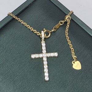 ✨ 2CTW Moissanite Cross Pendant Necklace. Gold Over S925 Silver